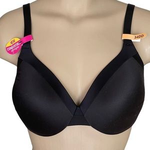 MAIDENFORM Everyday Bra Underwire Full Coverage Cushioned Convertible Black 34DD
